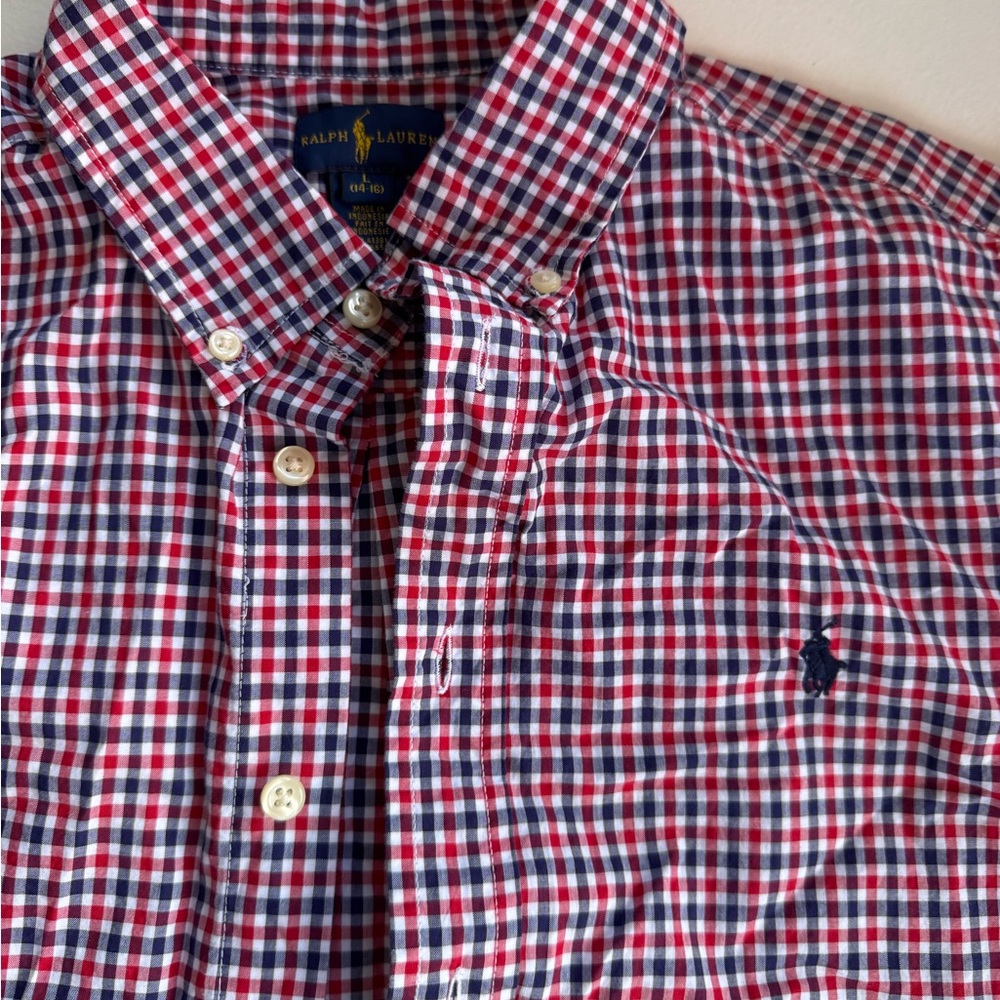 Ralph Lauren Men’s Red, Navy & White Check Button-Down Shirt